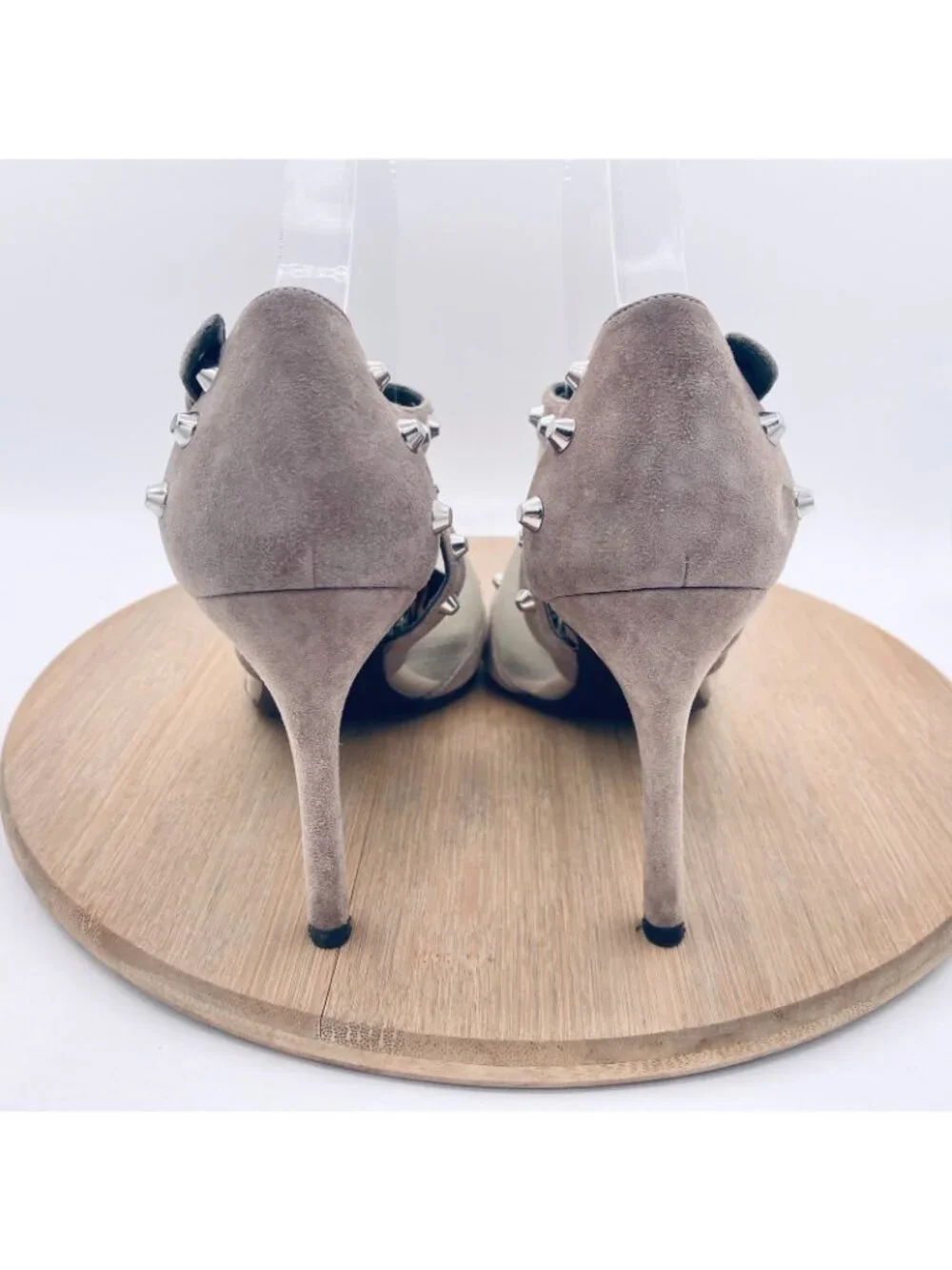 Stuart Weitzman Shoes Womens 7.5 Gray Suede Stiletto Heels Studded Steampunk